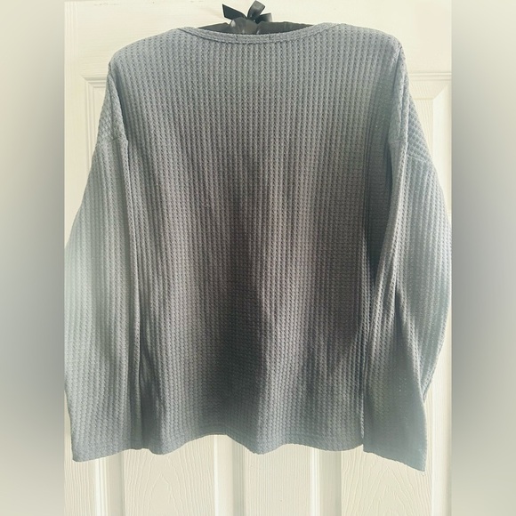 Ekouaer Womens Waffle Knit Long Sleeve Top, Gray, Sz Small - Picture 3 of 3